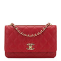 Chanel Red Quilted Lambskin Trendy CC Wallet On Chain (WOC)