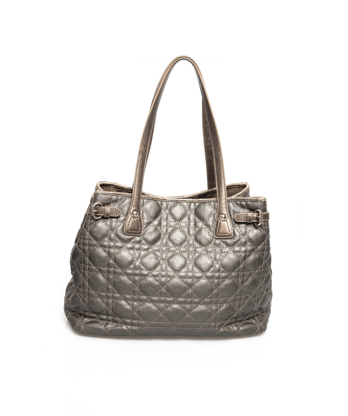 Christian Dior Cannage Grey Canvas Top handle Tote Bag PHW - AGL1349 - Cap N Wrap