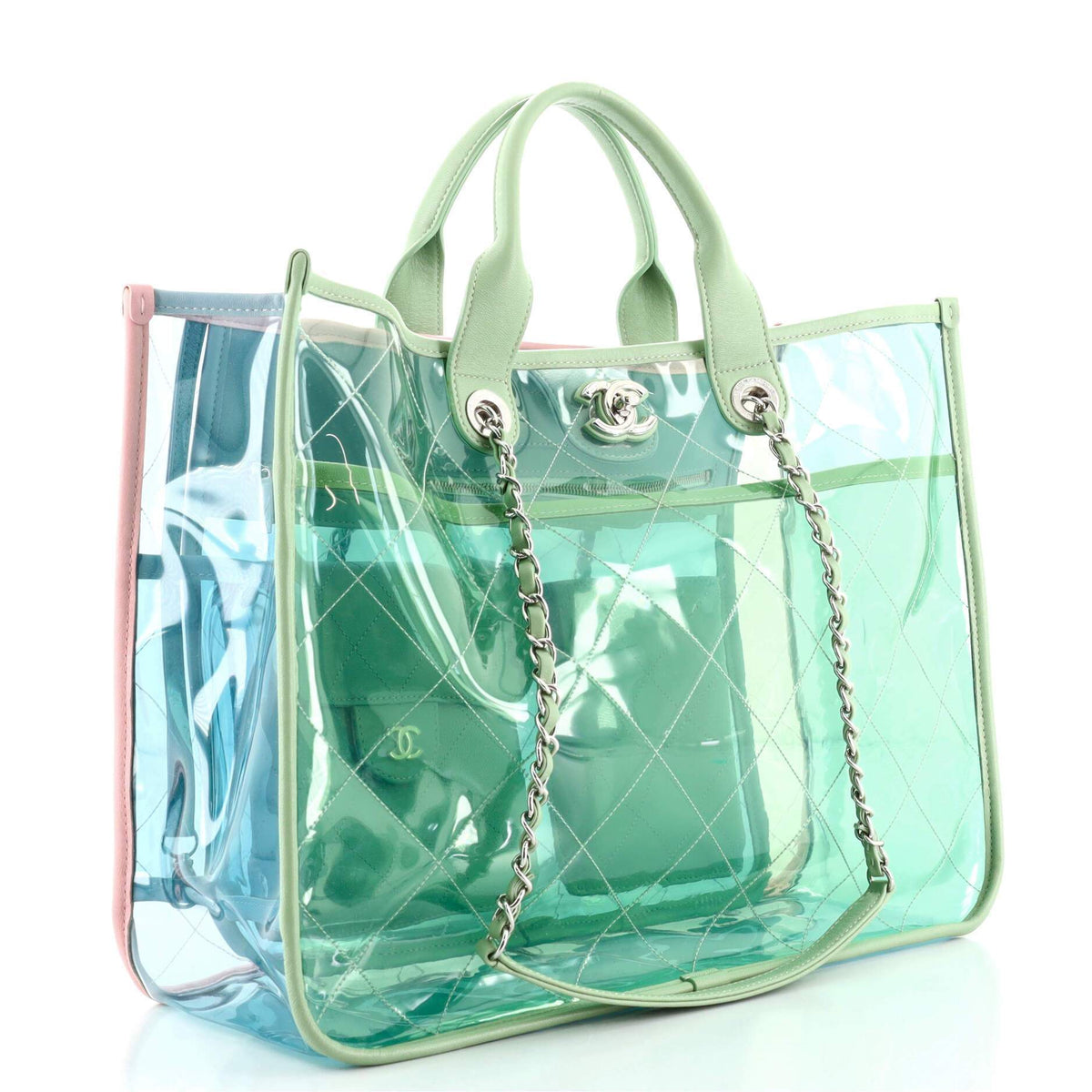 Coco Splash Shopping Tote Quilted PVC With Lambskin Medium