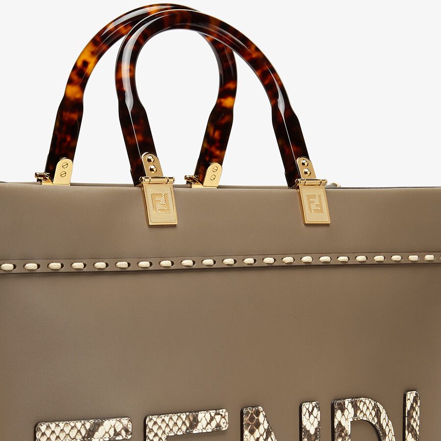 Fendi Sunshine Leather and Elaphe Shopper