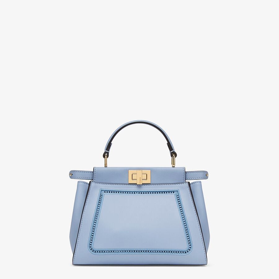 Fendi Mini Light Blue Leather Bag With Embroidery