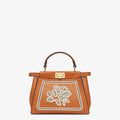 Fendi MINI Embroidered brown leather bag