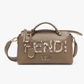 BY THE WAY MEDIUM Grey Leather and Elaphe Boston Bag