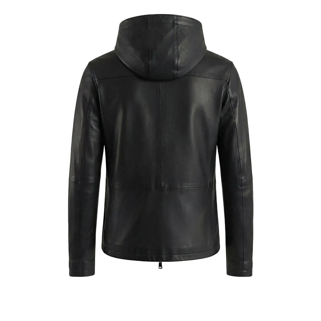 Andy Black Hooded Leather Jacket