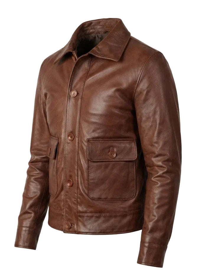 Columbus Brown Bomber Leather Jacket