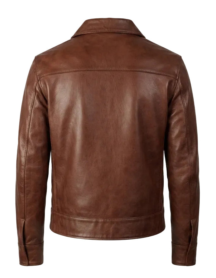 Columbus Brown Bomber Leather Jacket