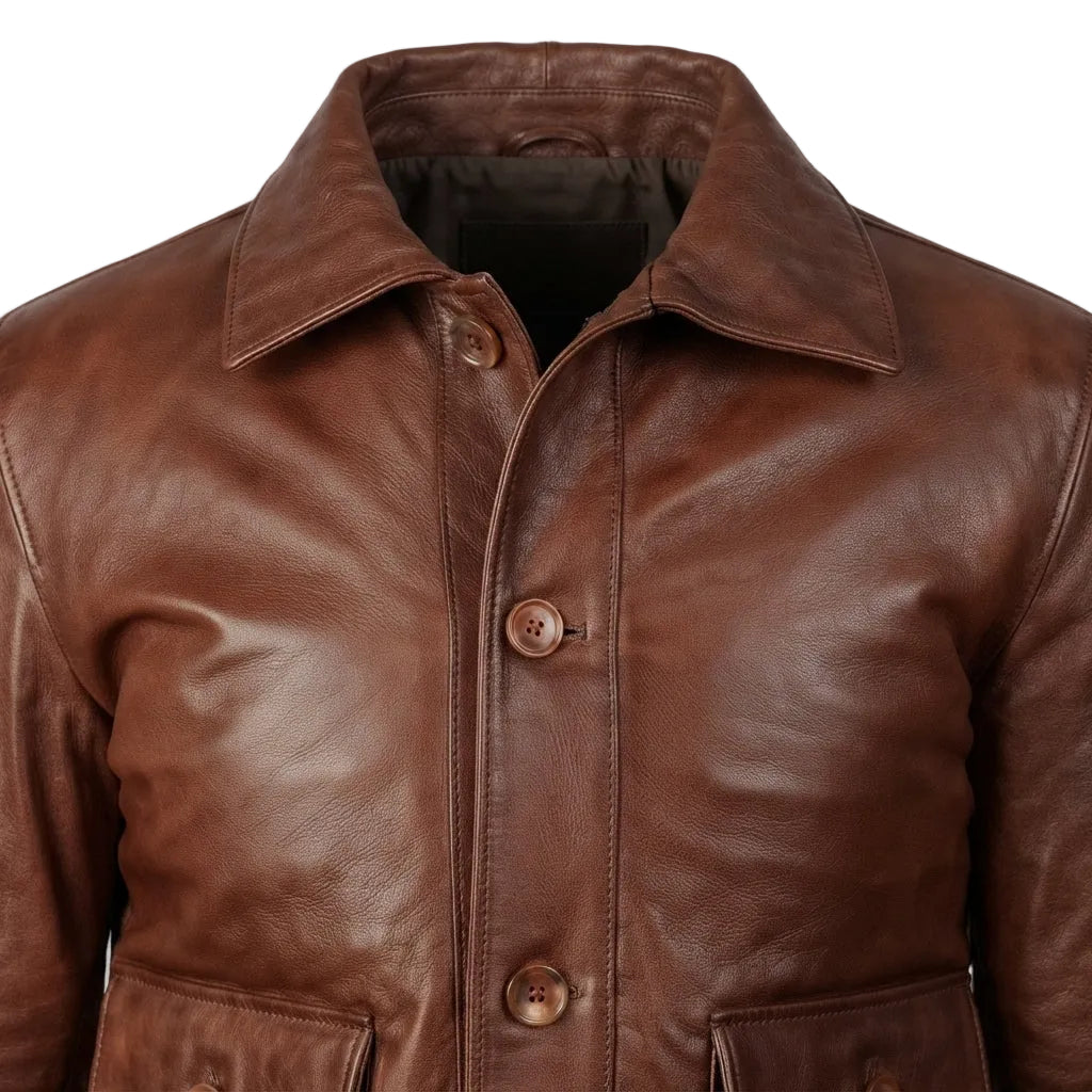 Columbus Brown Bomber Leather Jacket