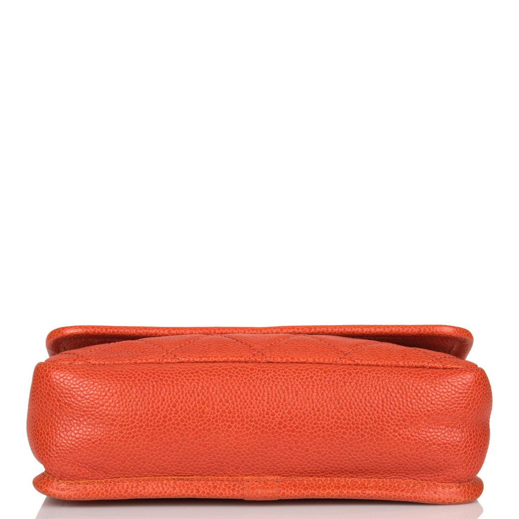 Pre-owned Chanel Mini Flap Bag Dark Orange Caviar Ruthenium Hardware
