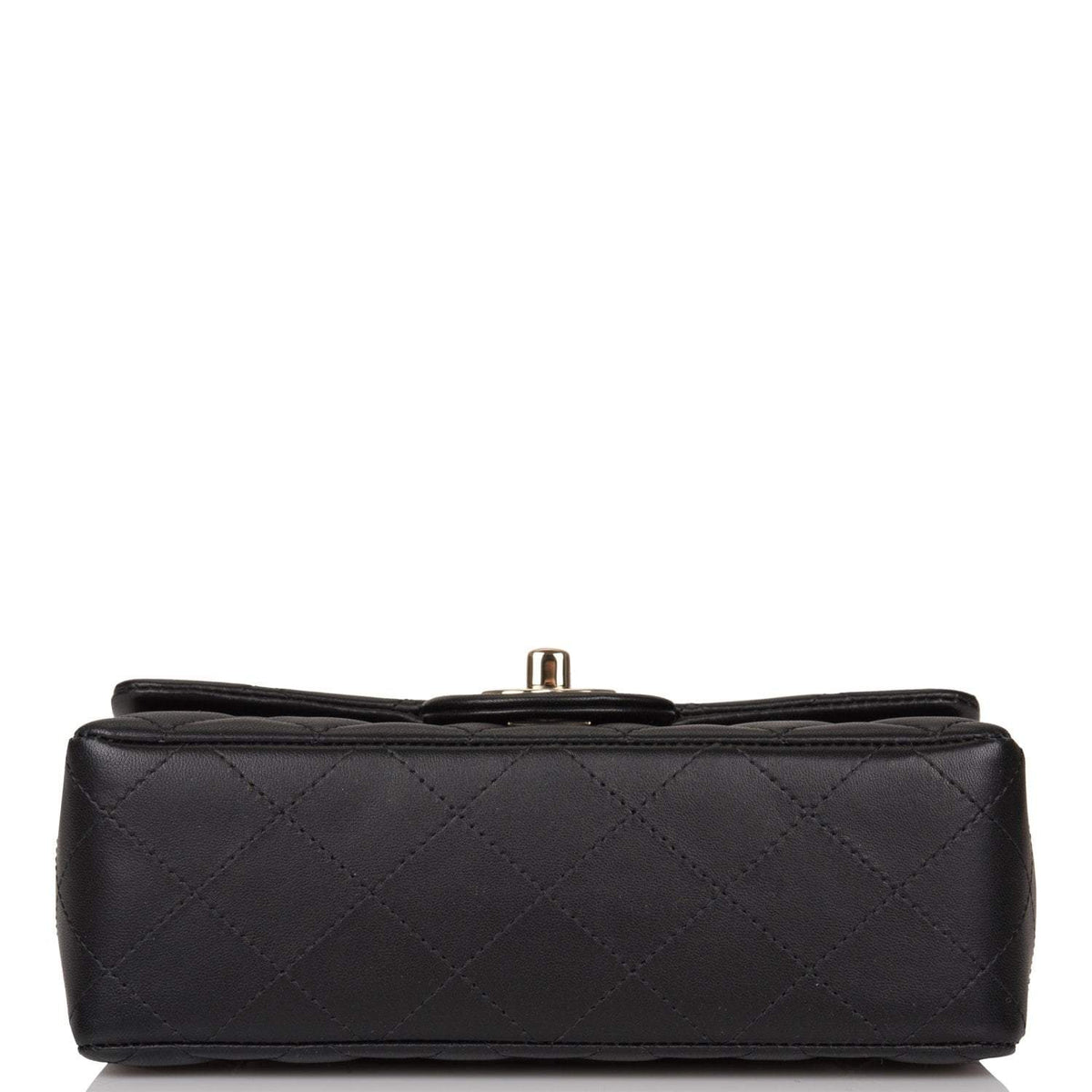 Chanel Black Quilted Lambskin Rectangular Mini Classic Flap Bag Light Gold Hardware