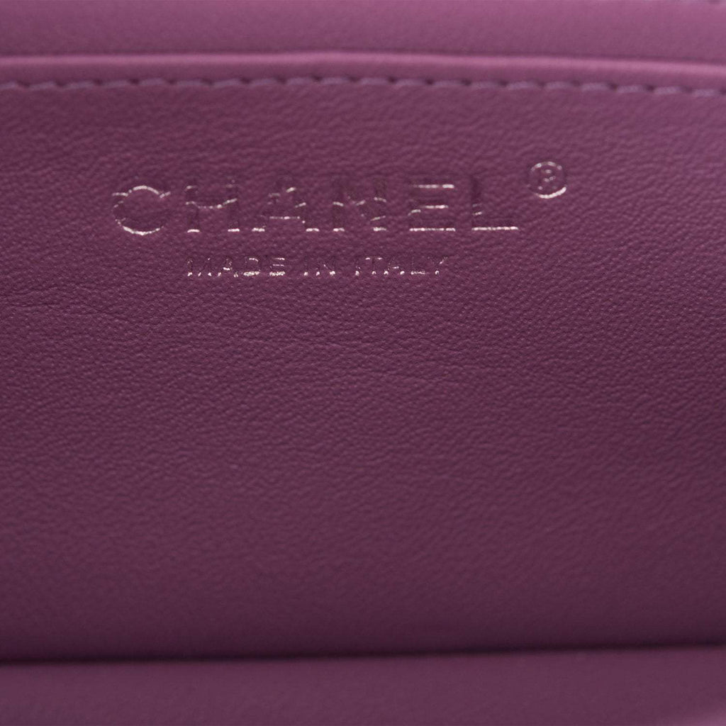 Chanel Mini Rectangular Flap Bag Purple Lambskin Silver Hardware