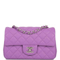 Chanel Purple Quilted Lambskin Rectangular Mini Classic Flap Bag Silver Hardware