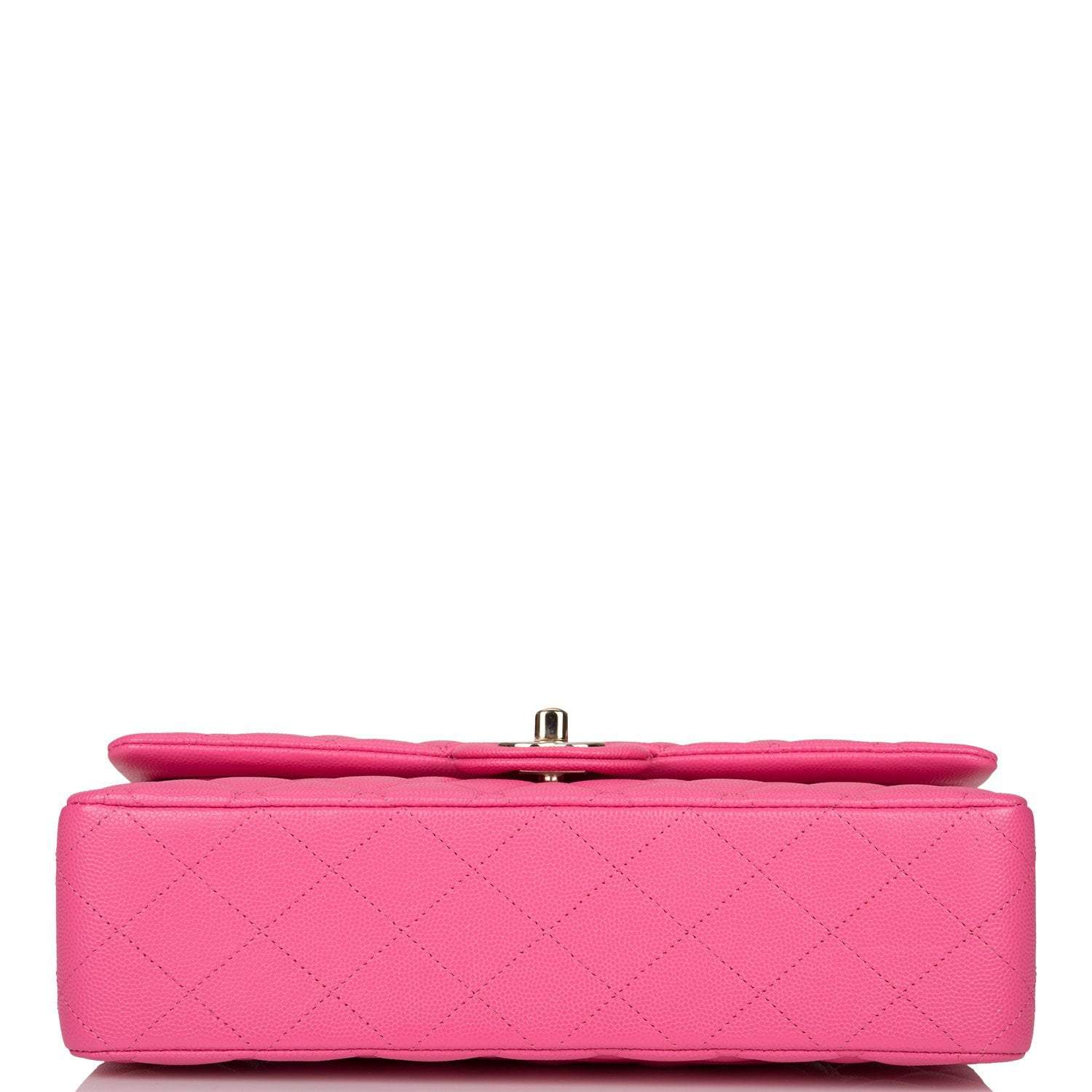 Chanel Pink Quilted Caviar Medium Classic Double Flap Bag Light Gold Hardware