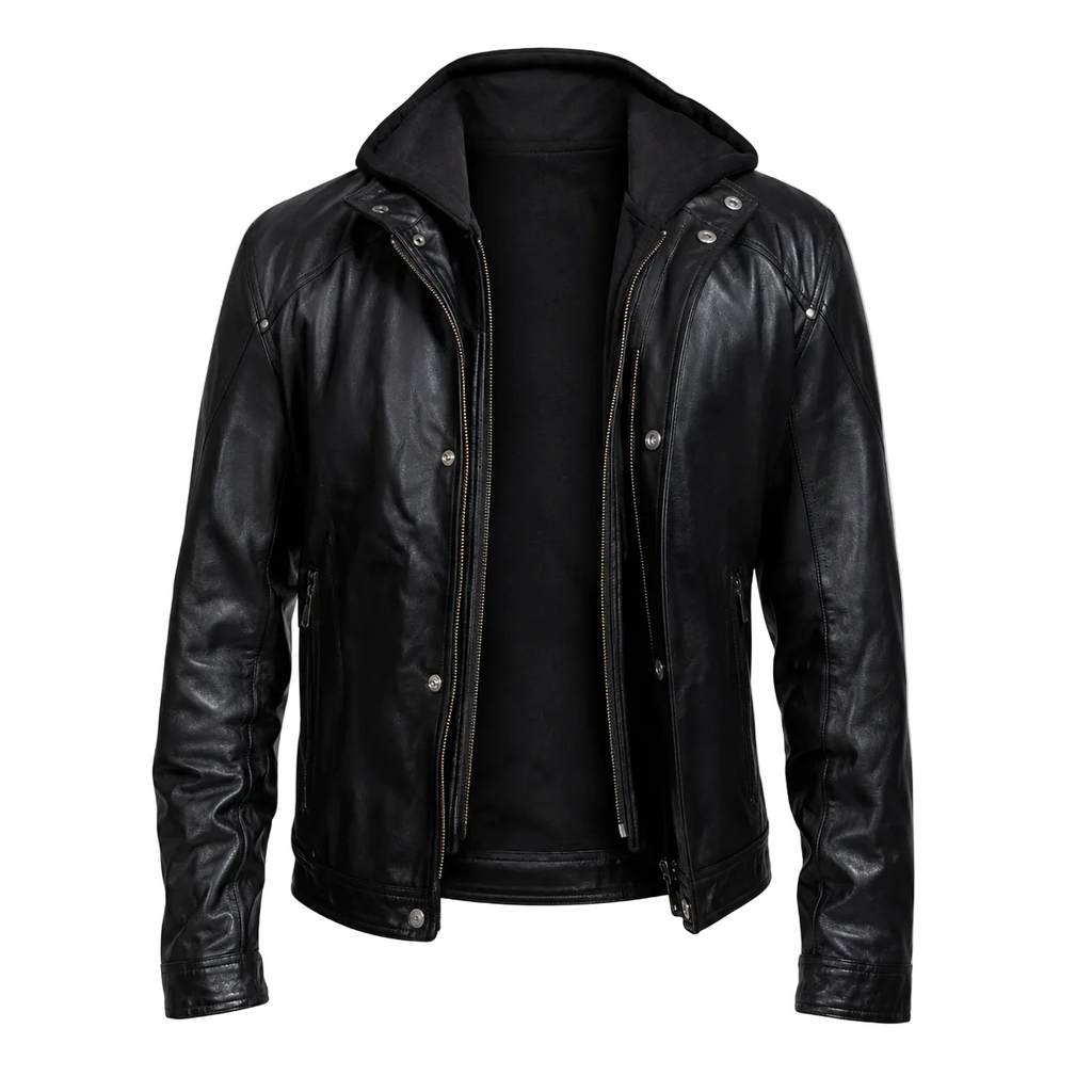 Urban Black Hooded Leather Jacket