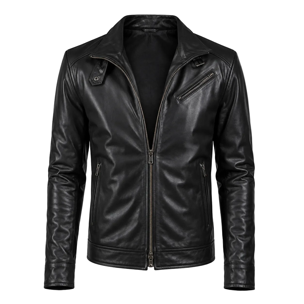 Classic Black Leather Biker Jacket