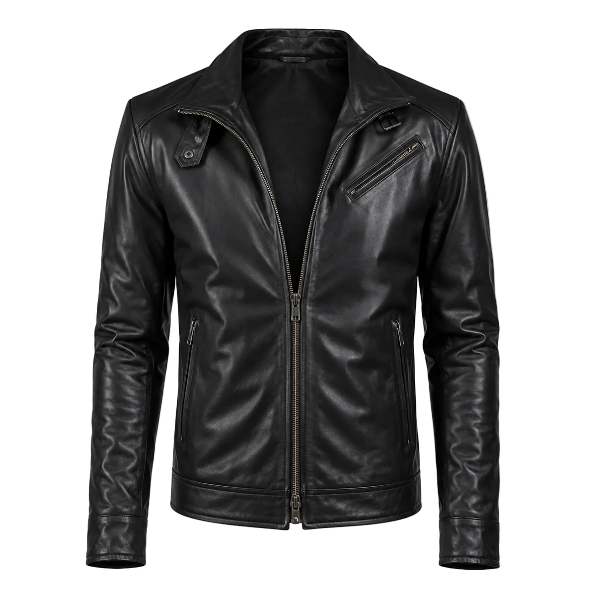 Classic Black Leather Biker Jacket