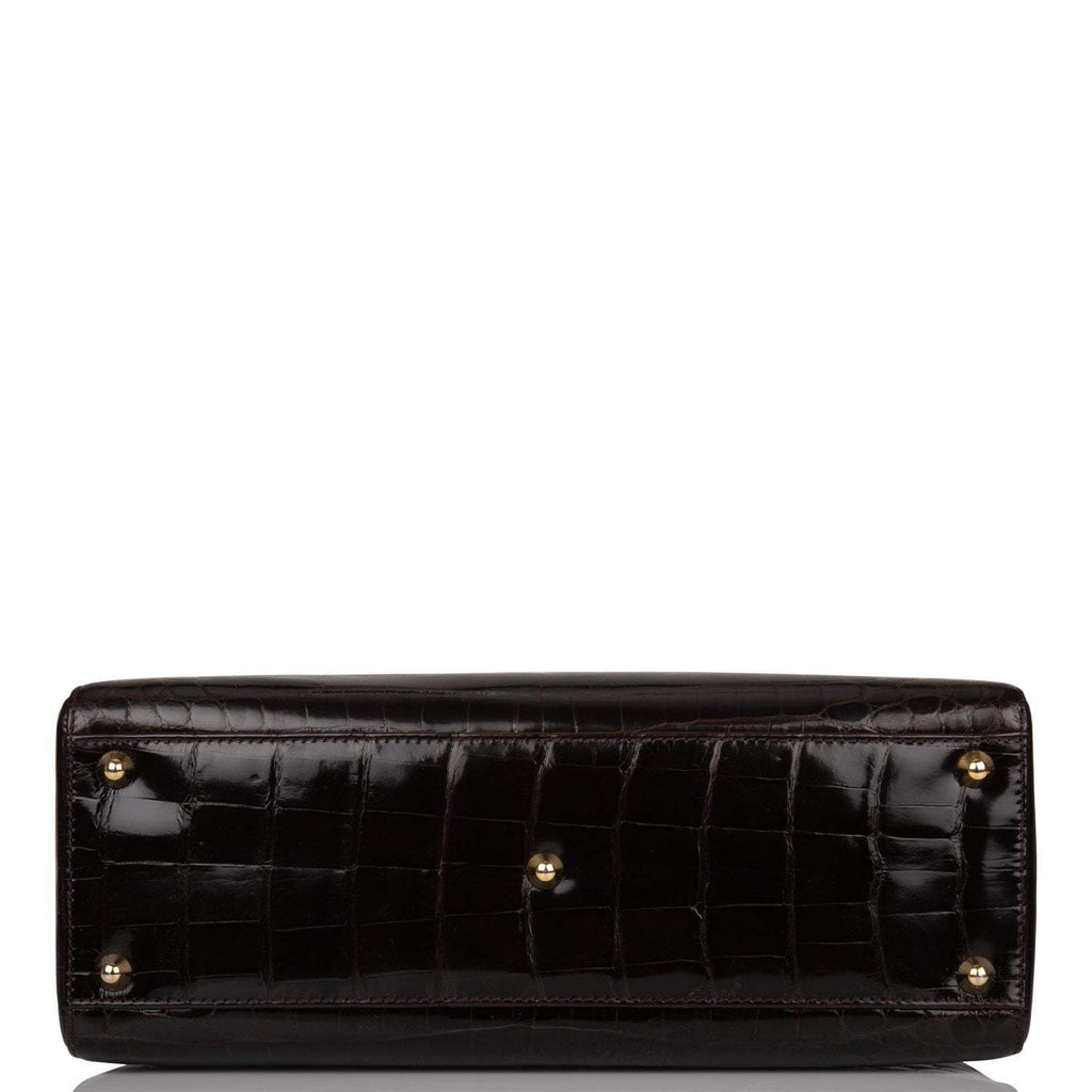 Christian Dior Dark Brown Large Lady Dior Alligator Tote Gold Hardware