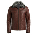 Brown Fur Collar Leather Jacket