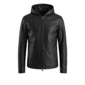 Andy Black Hooded Leather Jacket