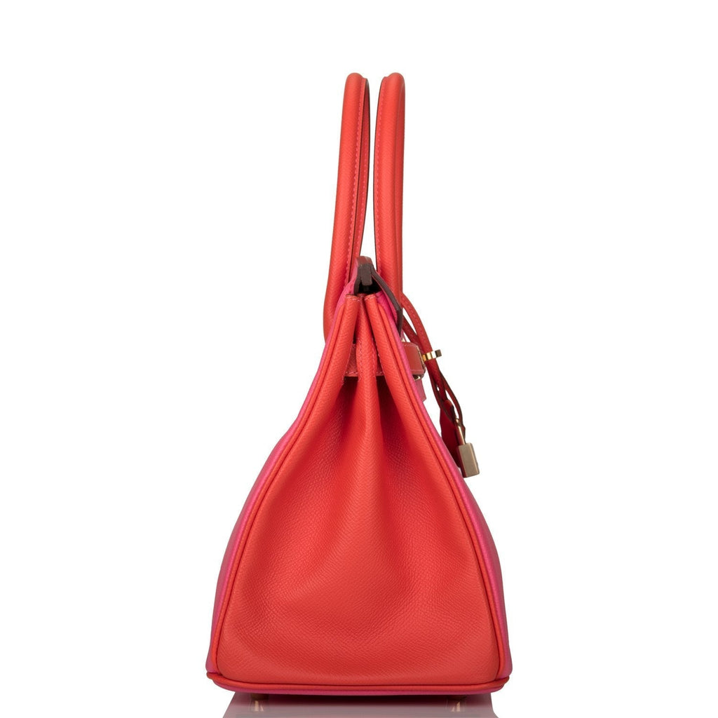 Hermes Birkin 30cm Bi-Color Rose Azalee and Feu Epsom Permabrass Hardware