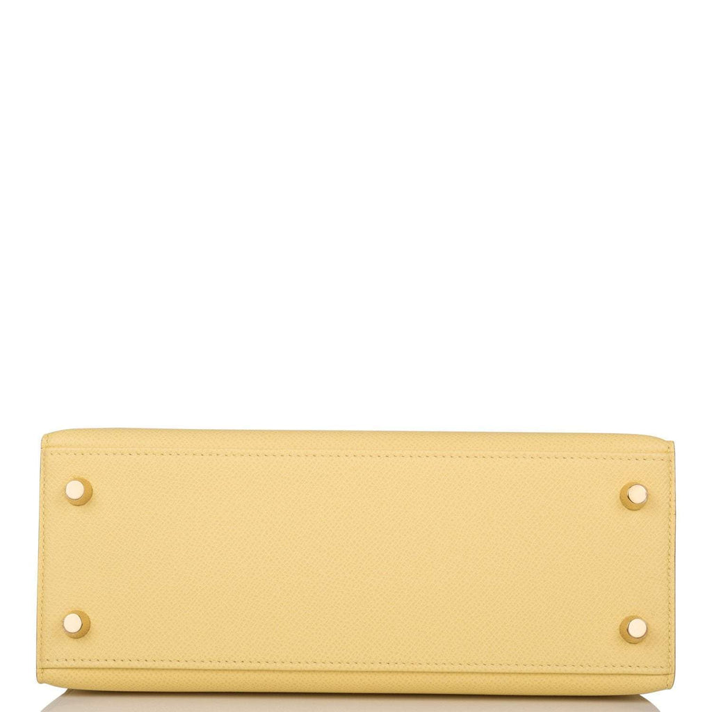 Hermes Jaune Poussin Epsom Sellier Kelly 25cm Gold Hardware