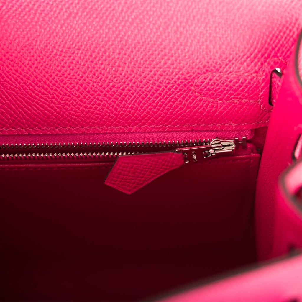Hermes Rose Mexico Epsom Sellier Kelly 25cm Palladium Hardware