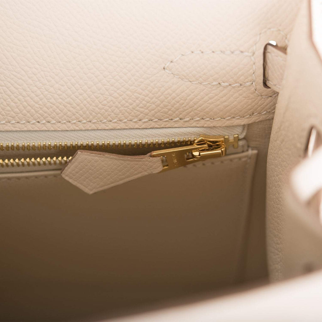 Hermes Kelly Sellier 25cm Craie Epsom Gold Hardware