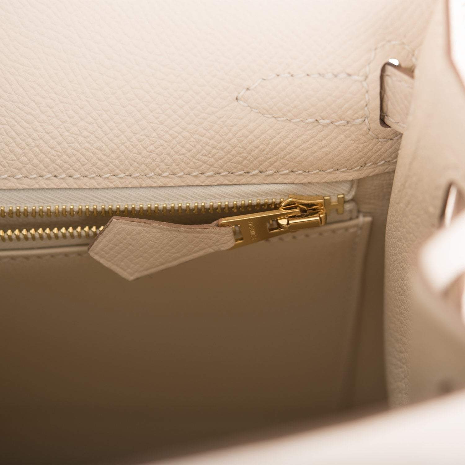 Hermes Kelly Sellier 25cm Craie Epsom Gold Hardware