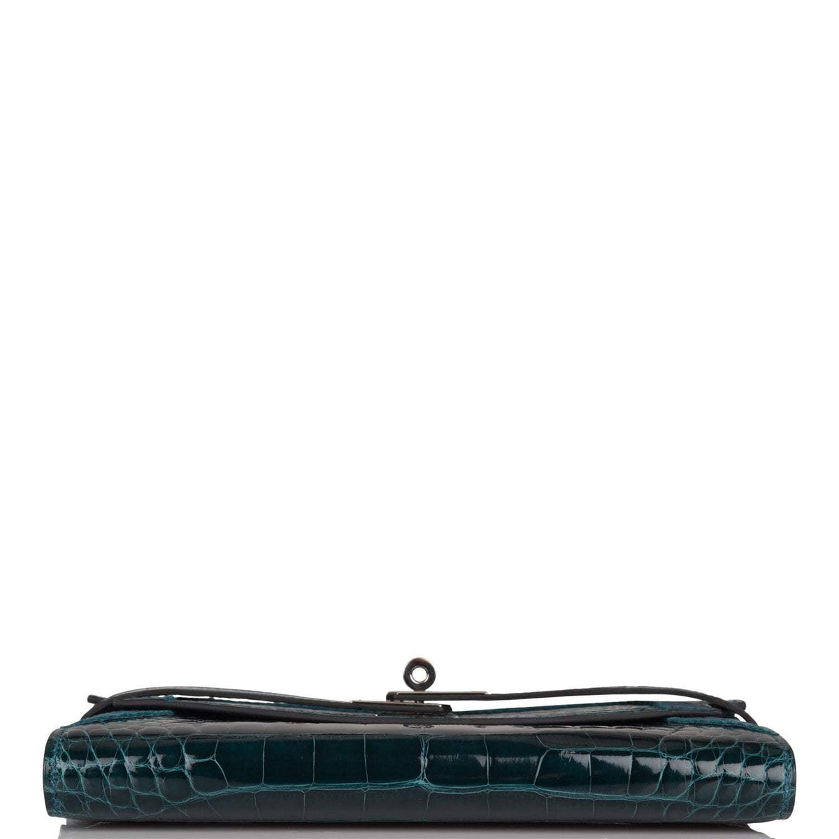 Hermes Kelly Long Wallet Bleu Colvert Alligator Ghillies Palladium Hardware
