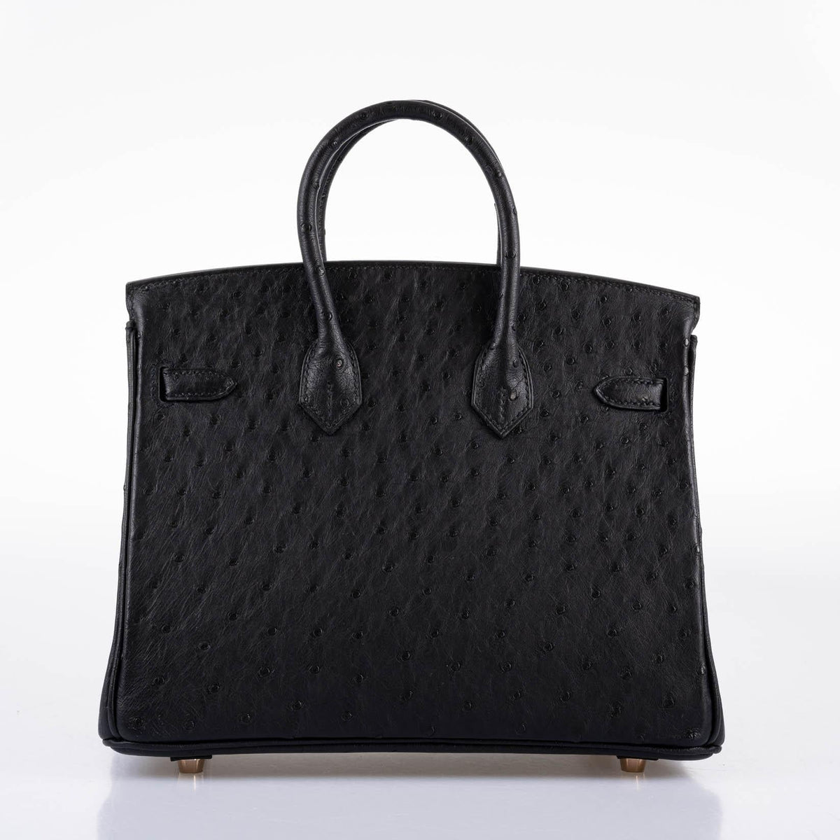 Hermes Birkin 25 Black Ostrich Rose Gold Hardware
