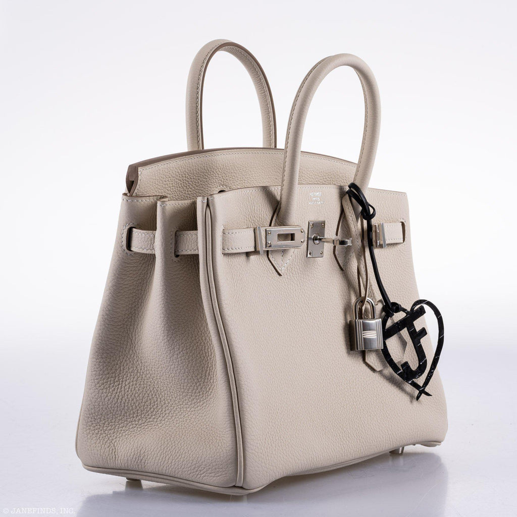 Hermes Birkin 25 Craie Togo Palladium Hardware