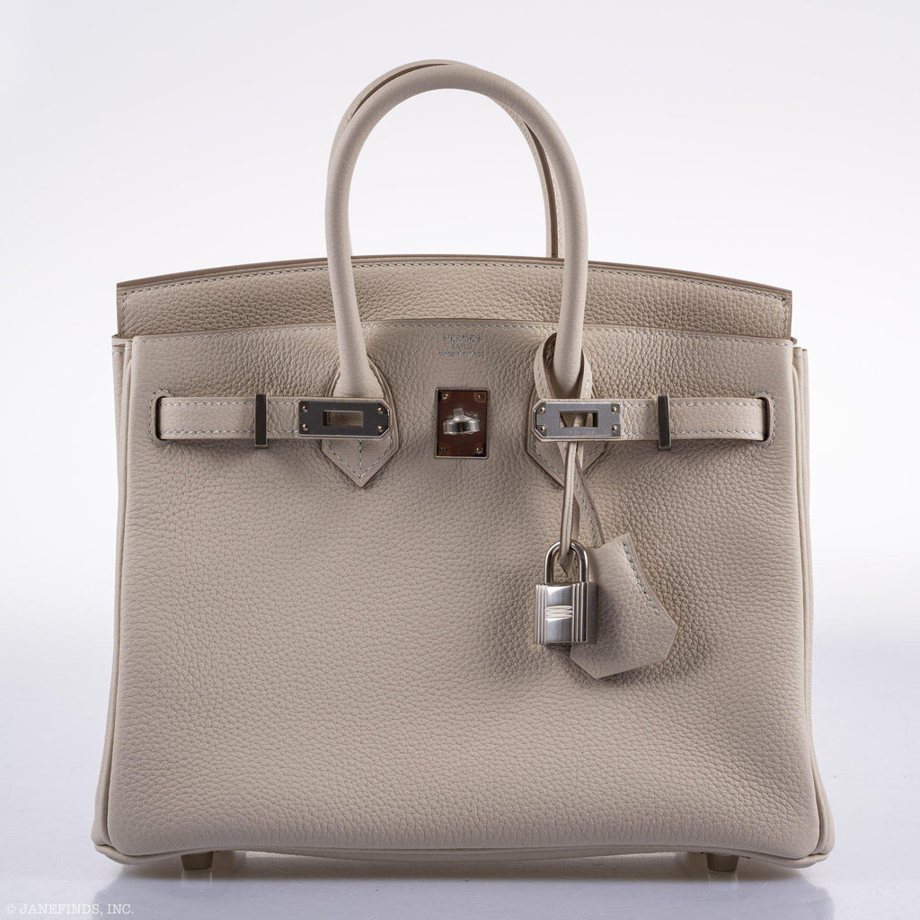 Hermes Birkin 25 Craie Togo Palladium Hardware