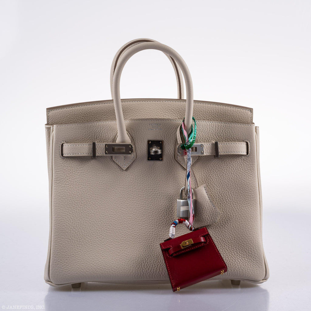 Hermes Birkin 25 Craie Togo Palladium Hardware