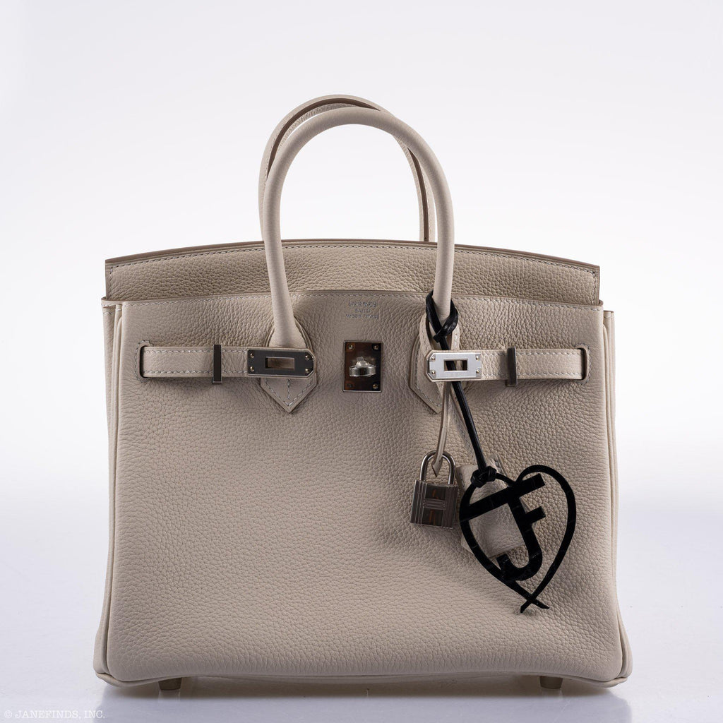 Hermes Birkin 25 Craie Togo Palladium Hardware