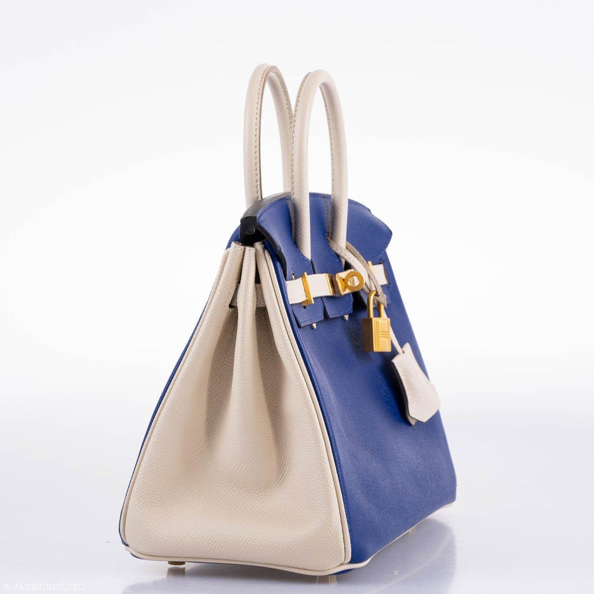 Hermes Birkin 25 HSS Bi-Color Blue Electrique & Craie Epsom Brushed Gold Hardware