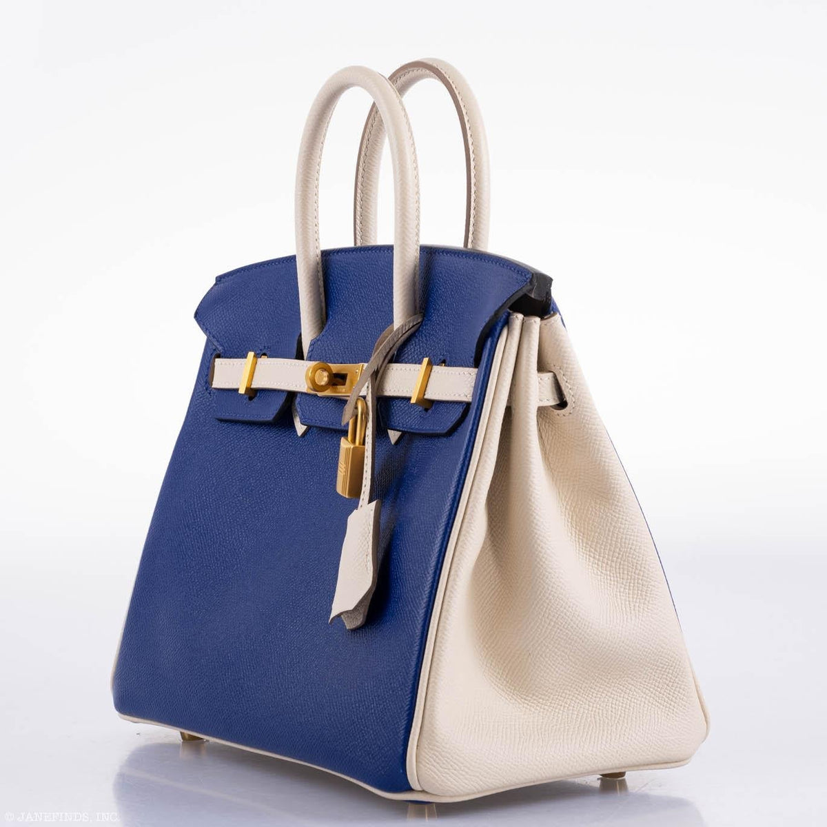 Hermes Birkin 25 HSS Bi-Color Blue Electrique & Craie Epsom Brushed Gold Hardware