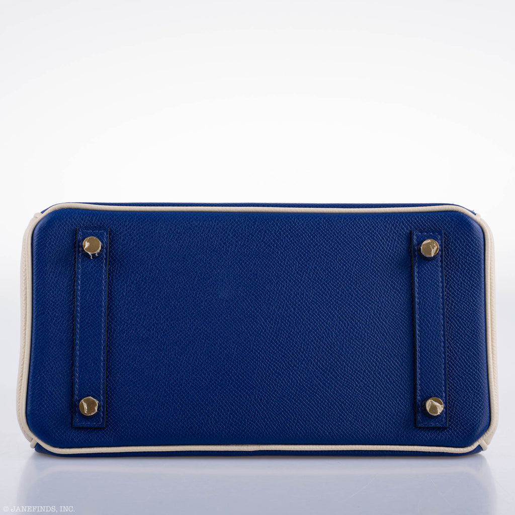 Hermes Birkin 25 HSS Bi-Color Blue Electrique & Craie Epsom Brushed Gold Hardware
