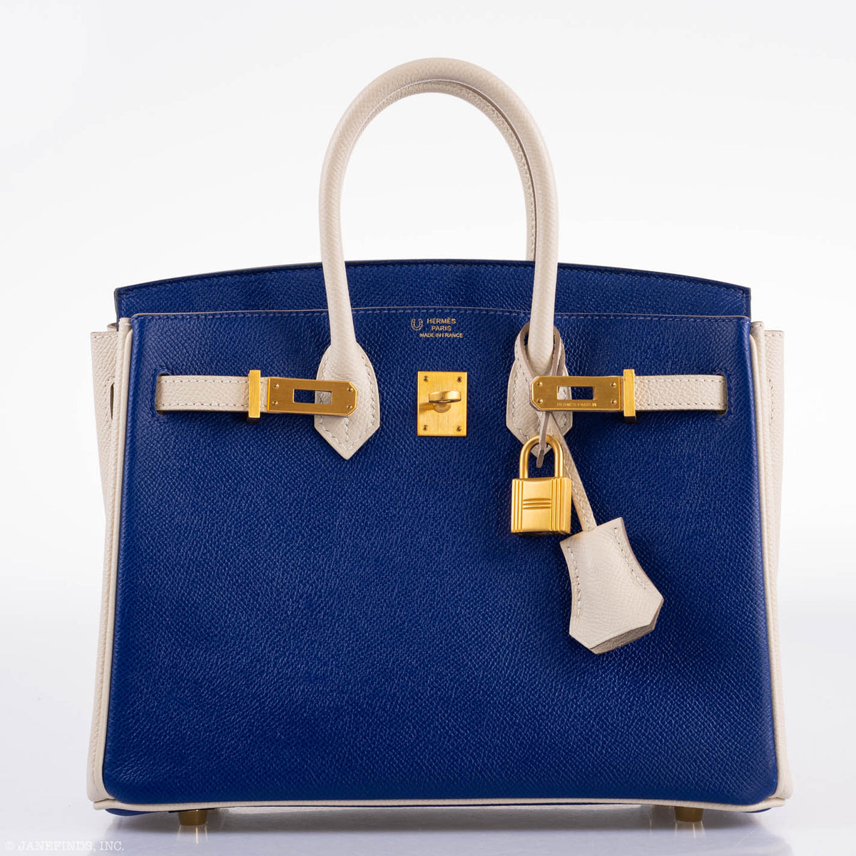 Hermes Birkin 25 HSS Bi-Color Blue Electrique & Craie Epsom Brushed Gold Hardware