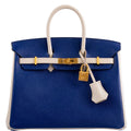 Hermes Birkin 25 HSS Bi-Color Blue Electrique & Craie Epsom Brushed Gold Hardware