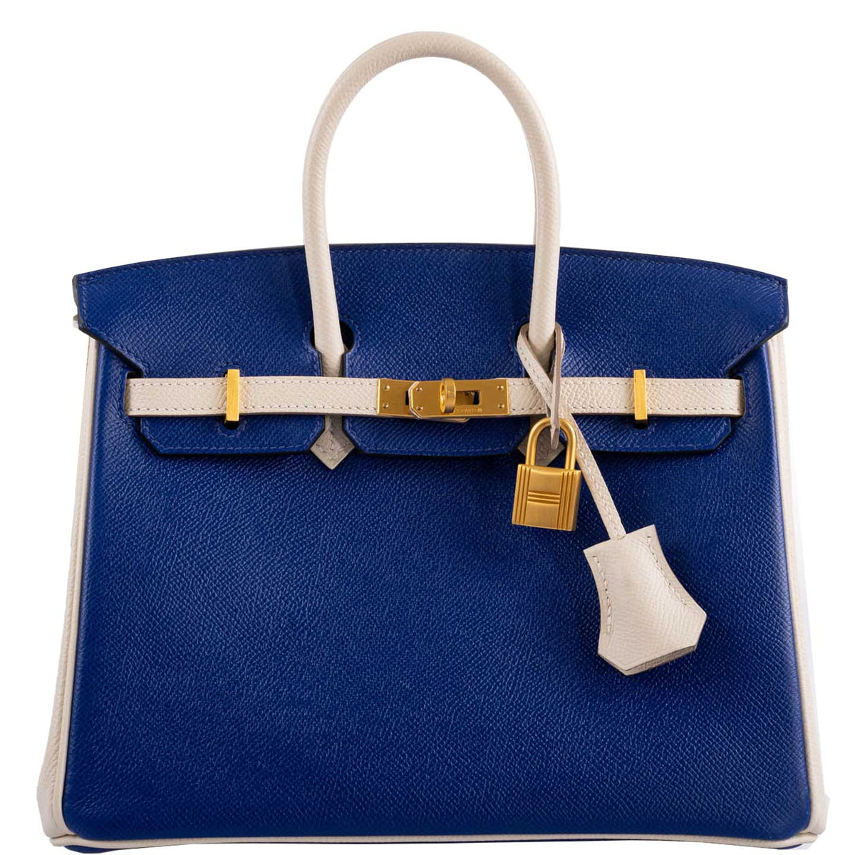 Hermes Birkin 25 HSS Bi-Color Blue Electrique & Craie Epsom Brushed Gold Hardware