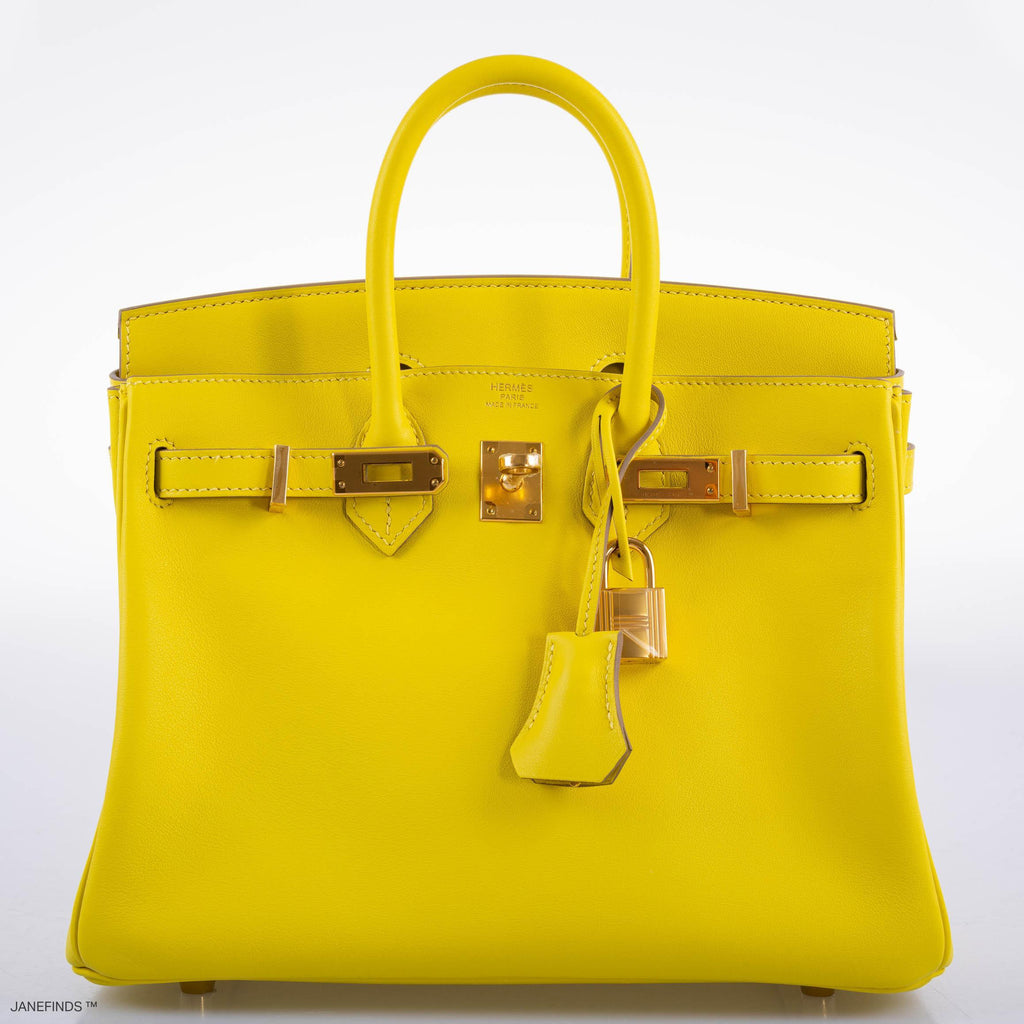 Hermes Birkin 25 Lime Swift Leather Gold Hardware
