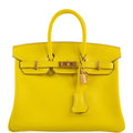 Hermes Birkin 25 Lime Swift Leather Gold Hardware