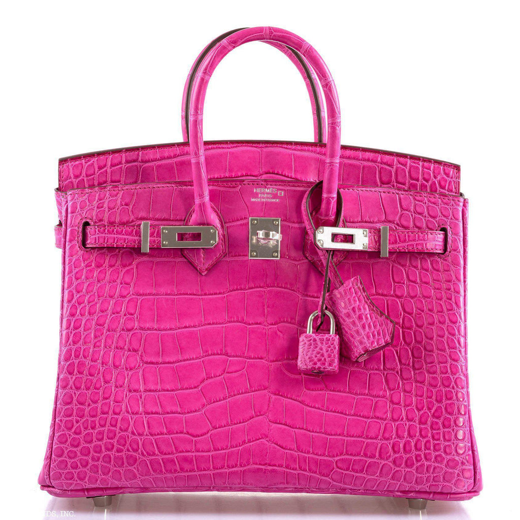 Hermes Birkin 25 Rose Shocking Matte Alligator Palladium Hardware