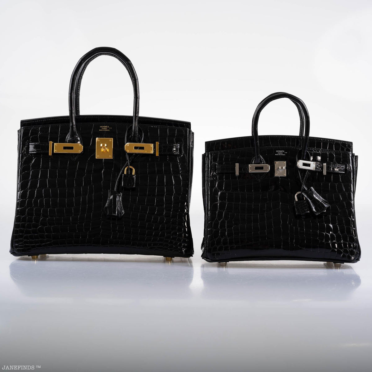 Hermes Birkin 25 Shiny Black Niloticus Crocodile with Palladium Hardware