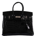 Hermes Birkin 25 Shiny Black Niloticus Crocodile with Palladium Hardware
