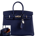 Hermes Birkin 25 Verso Blue Encre Togo & Orange H with Palladium Hardware