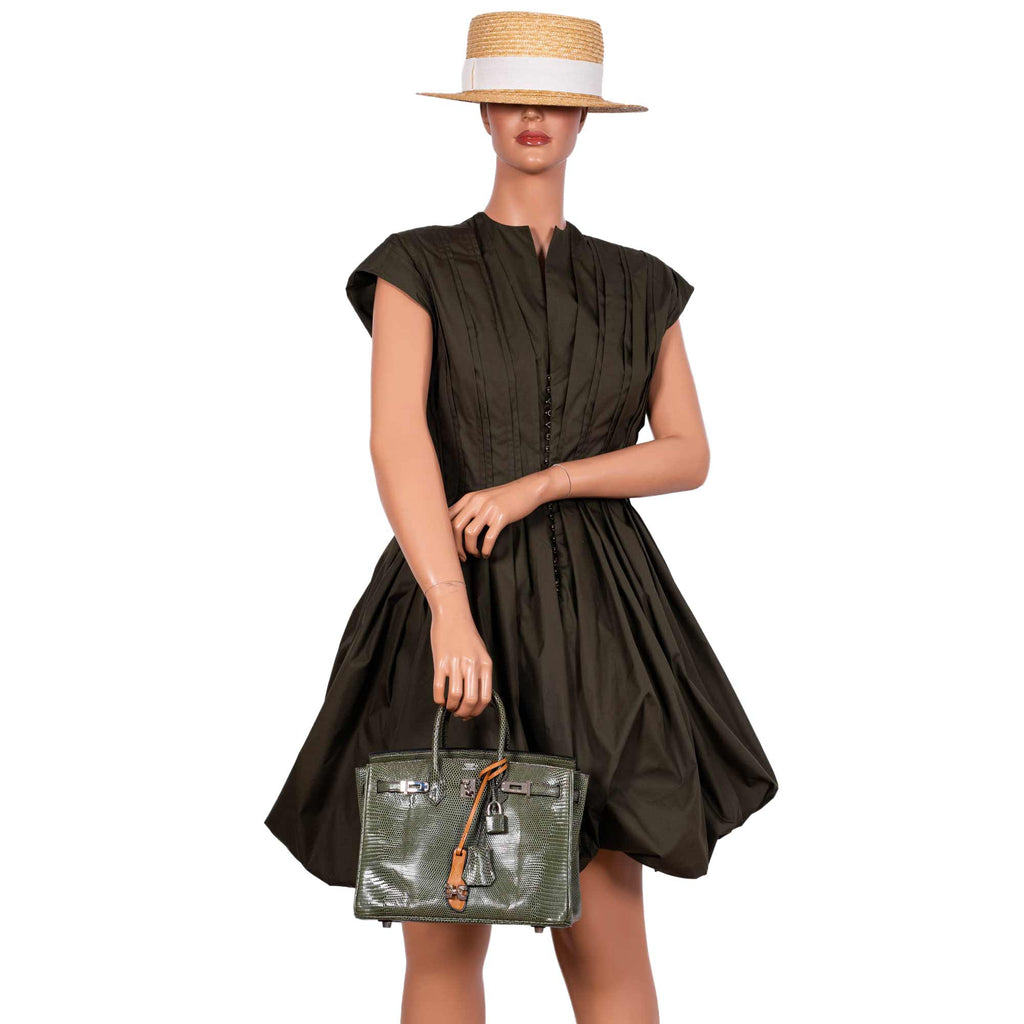 Hermes Birkin 25 Vert Olive Salvator Lizard with Palladium Hardware