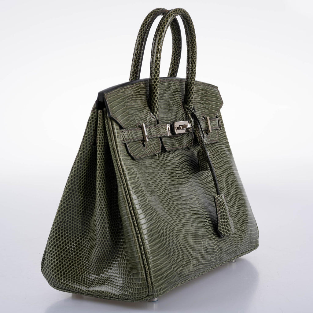 Hermes Birkin 25 Vert Olive Salvator Lizard with Palladium Hardware