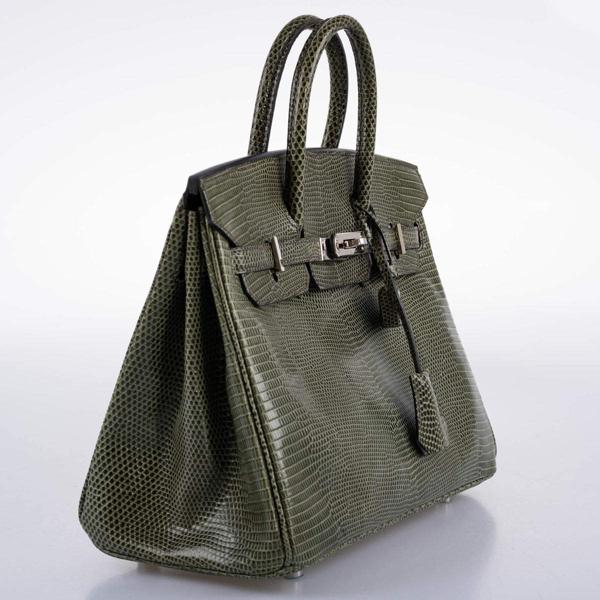 Hermes Birkin 25 Vert Olive Salvator Lizard with Palladium Hardware