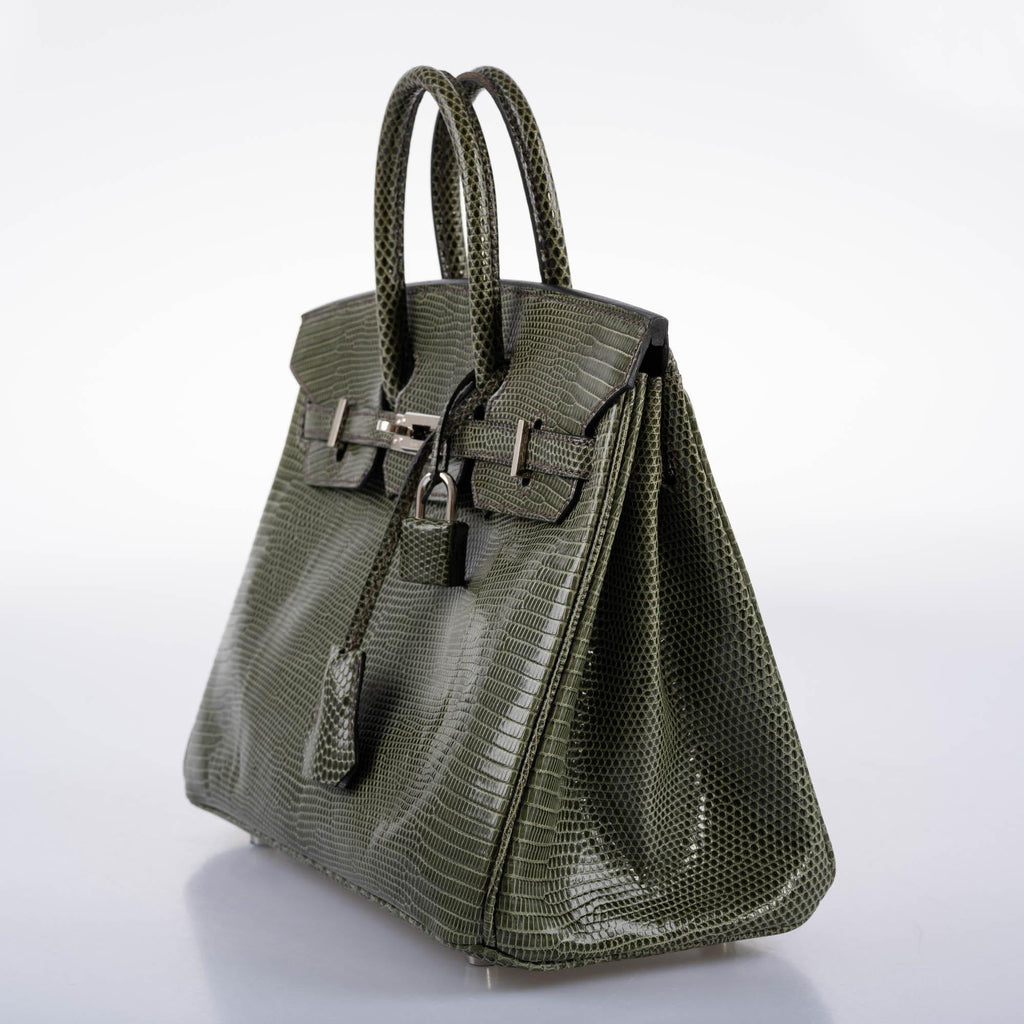 Hermes Birkin 25 Vert Olive Salvator Lizard with Palladium Hardware