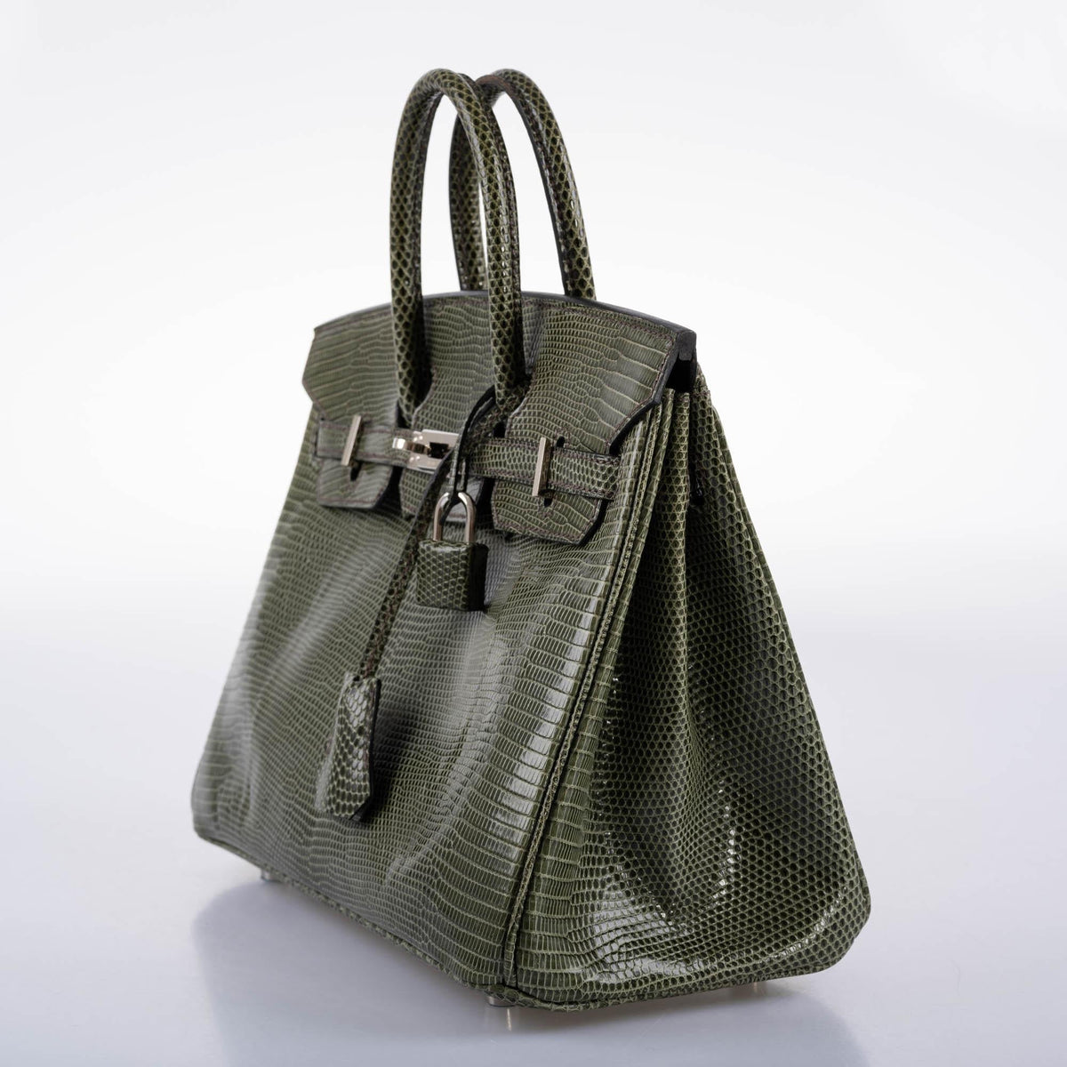 Hermes Birkin 25 Vert Olive Salvator Lizard with Palladium Hardware
